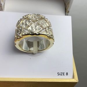 Fine Gold plated crystal mesh ring size 8